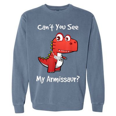 Funny Get Well Broken Arm Gift Dinosaur With A Cast Garment-Dyed Sweatshirt
