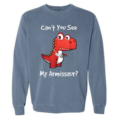 Funny Get Well Broken Arm Gift Dinosaur With A Cast Garment-Dyed Sweatshirt