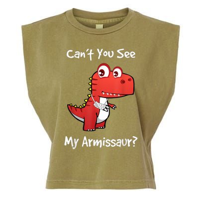 Funny Get Well Broken Arm Gift Dinosaur With A Cast Garment-Dyed Women's Muscle Tee