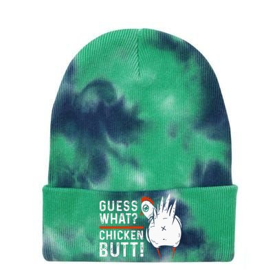 Funny Guess What Chicken Butt! White Tie Dye 12in Knit Beanie