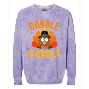 Funny Gobble With Cute Turkey For Thanksgiving Dinner Meaningful Gift Colorblast Crewneck Sweatshirt