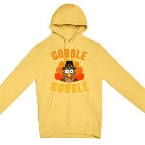 Funny Gobble With Cute Turkey For Thanksgiving Dinner Meaningful Gift Premium Pullover Hoodie