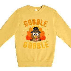 Funny Gobble With Cute Turkey For Thanksgiving Dinner Meaningful Gift Premium Crewneck Sweatshirt