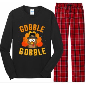 Funny Gobble With Cute Turkey For Thanksgiving Dinner Meaningful Gift Long Sleeve Pajama Set