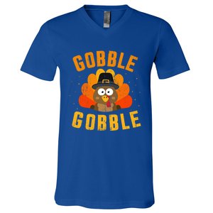 Funny Gobble With Cute Turkey For Thanksgiving Dinner Meaningful Gift V-Neck T-Shirt