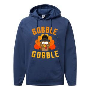 Funny Gobble With Cute Turkey For Thanksgiving Dinner Meaningful Gift Performance Fleece Hoodie