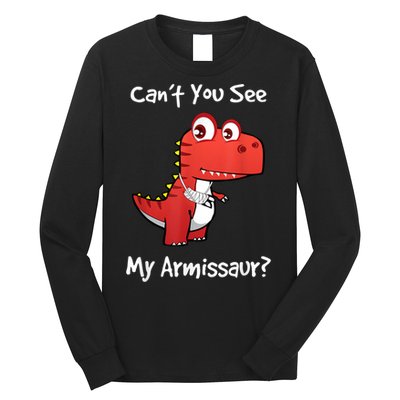 Funny Get Well Broken Arm Dinosaur With A Cast Long Sleeve Shirt