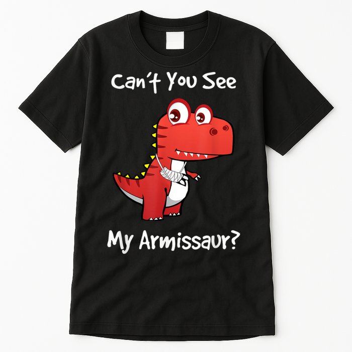 Funny Get Well Broken Arm Dinosaur With A Cast Tall T-Shirt