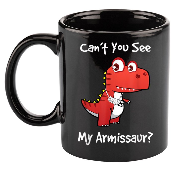 Funny Get Well Broken Arm Dinosaur With A Cast 11oz C Handle Ceramic Mug