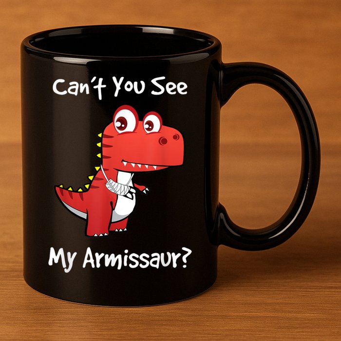 Funny Get Well Broken Arm Dinosaur With A Cast 11oz C Handle Ceramic Mug
