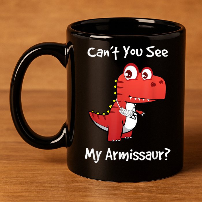 Funny Get Well Broken Arm Dinosaur With A Cast 11oz C Handle Ceramic Mug