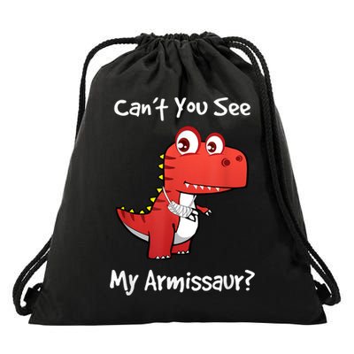Funny Get Well Broken Arm Dinosaur With A Cast Drawstring Bag