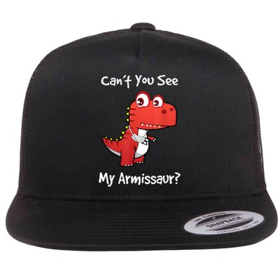 Funny Get Well Broken Arm Dinosaur With A Cast Flat Bill Trucker Hat