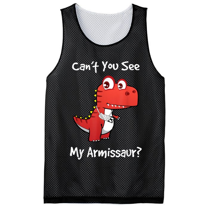 Funny Get Well Broken Arm Dinosaur With A Cast Mesh Reversible Basketball Jersey Tank