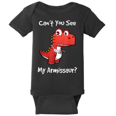 Funny Get Well Broken Arm Dinosaur With A Cast Baby Bodysuit