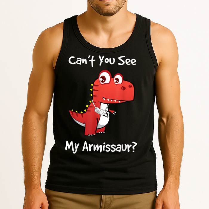 Funny Get Well Broken Arm Dinosaur With A Cast Tank Top