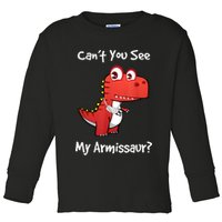 Funny Get Well Broken Arm Dinosaur With A Cast Toddler Long Sleeve Shirt