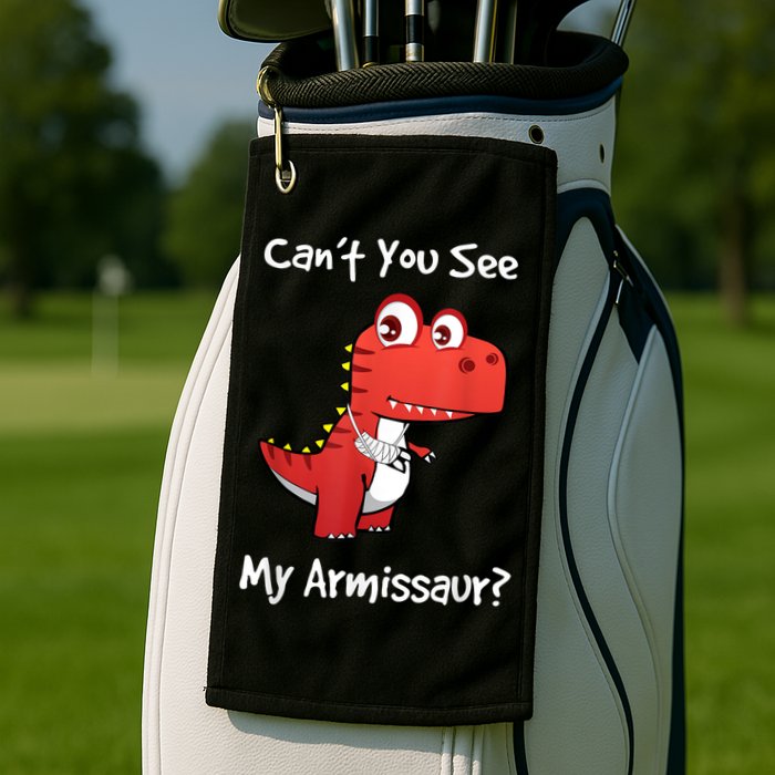 Funny Get Well Broken Arm Dinosaur With A Cast Golf Towel