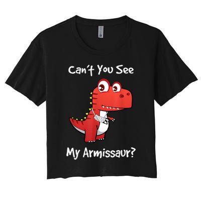 Funny Get Well Broken Arm Dinosaur With A Cast Crop Top