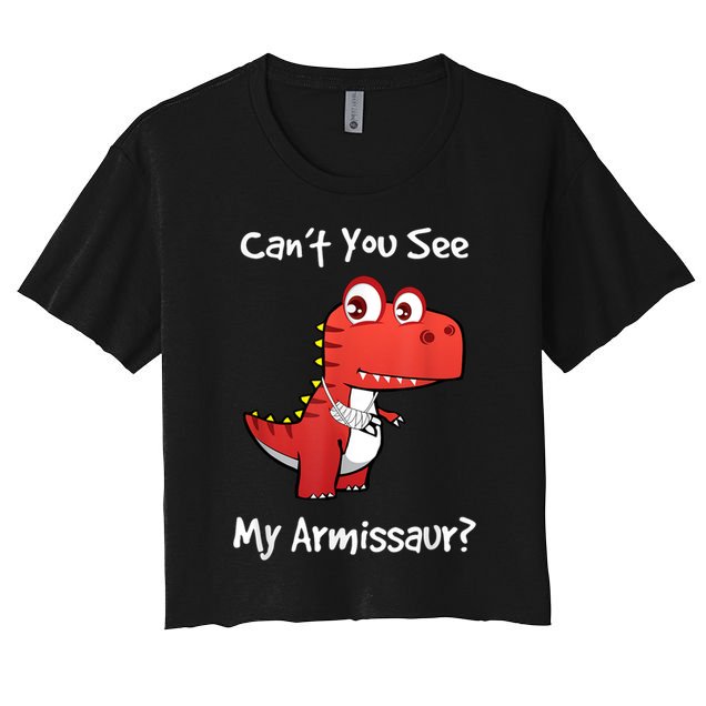 Funny Get Well Broken Arm Dinosaur With A Cast Crop Top