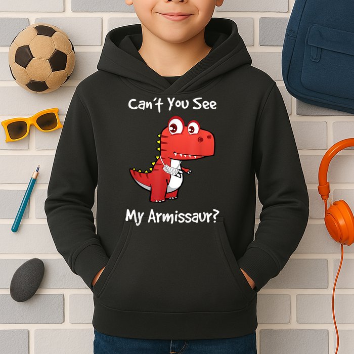 Funny Get Well Broken Arm Dinosaur With A Cast Kids Hoodie