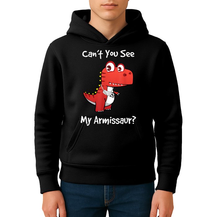 Funny Get Well Broken Arm Dinosaur With A Cast Kids Hoodie