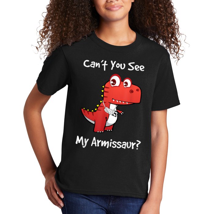 Funny Get Well Broken Arm Dinosaur With A Cast Kids T-Shirt