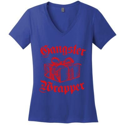 Funny Gangster Wrapper Christmas Gift Swea Women's V-Neck T-Shirt