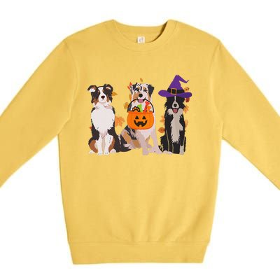 Funny Ghost Witch Australian Shepherd Halloween Dog Mom Gift Premium Crewneck Sweatshirt