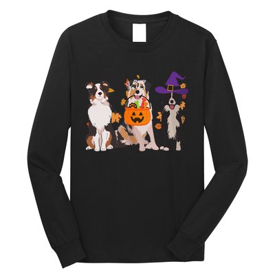 Funny Ghost Witch Australian Shepherd Halloween Dog Mom Gift Long Sleeve Shirt