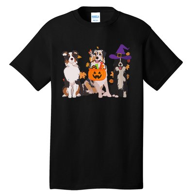 Funny Ghost Witch Australian Shepherd Halloween Dog Mom Gift Tall T-Shirt