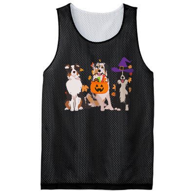 Funny Ghost Witch Australian Shepherd Halloween Dog Mom Gift Mesh Reversible Basketball Jersey Tank