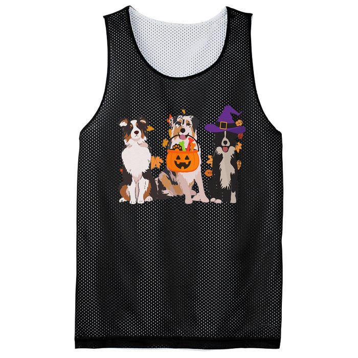 Funny Ghost Witch Australian Shepherd Halloween Dog Mom Gift Mesh Reversible Basketball Jersey Tank