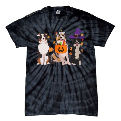 Funny Ghost Witch Australian Shepherd Halloween Dog Mom Gift Tie-Dye T-Shirt