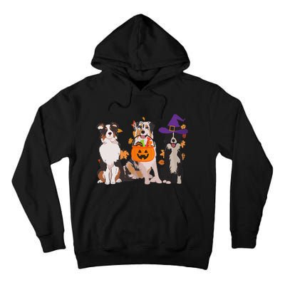 Funny Ghost Witch Australian Shepherd Halloween Dog Mom Gift Tall Hoodie