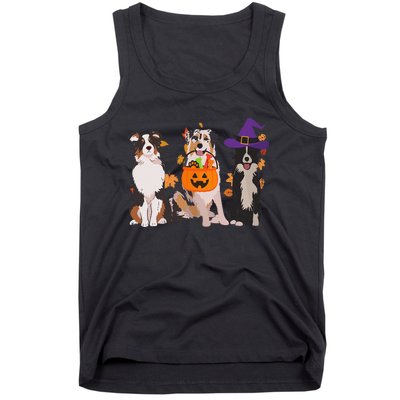 Funny Ghost Witch Australian Shepherd Halloween Dog Mom Gift Tank Top