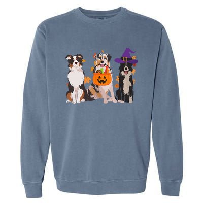 Funny Ghost Witch Australian Shepherd Halloween Dog Mom Gift Garment-Dyed Sweatshirt