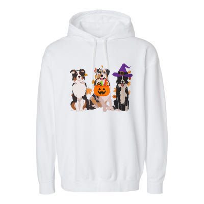 Funny Ghost Witch Australian Shepherd Halloween Dog Mom Gift Garment-Dyed Fleece Hoodie