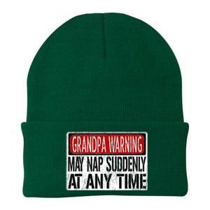 Funny Grandpa Warning Sign May Nap Suddenly At Any Time Knit Cap Winter Beanie