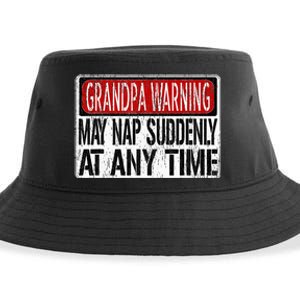 Funny Grandpa Warning Sign May Nap Suddenly At Any Time Sustainable Bucket Hat