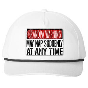 Funny Grandpa Warning Sign May Nap Suddenly At Any Time Snapback Five-Panel Rope Hat