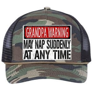 Funny Grandpa Warning Sign May Nap Suddenly At Any Time Retro Rope Trucker Hat Cap