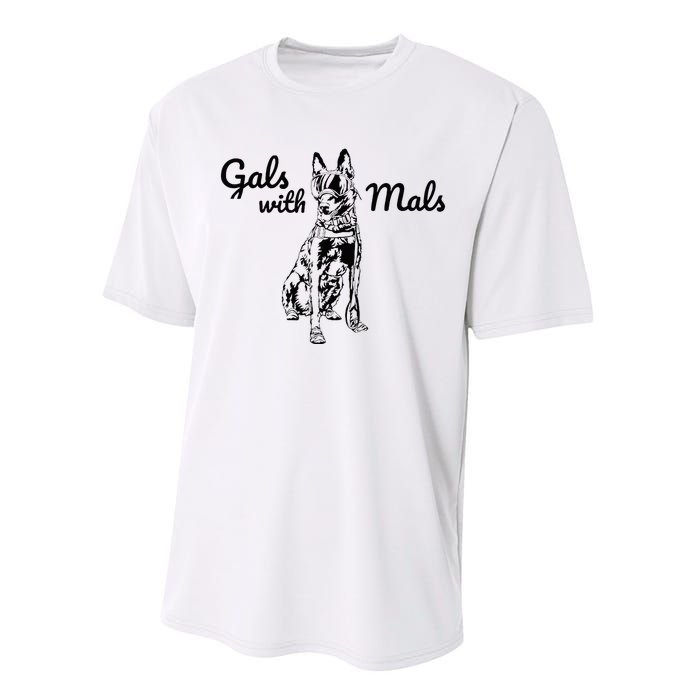 Funny Gals with Mals Black Belgian Malinois Performance Sprint T-Shirt