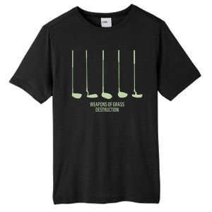 Funny Golf Weapons Of Grass Destruction Golf Clubs Drivers Tall Fusion ChromaSoft Performance T-Shirt