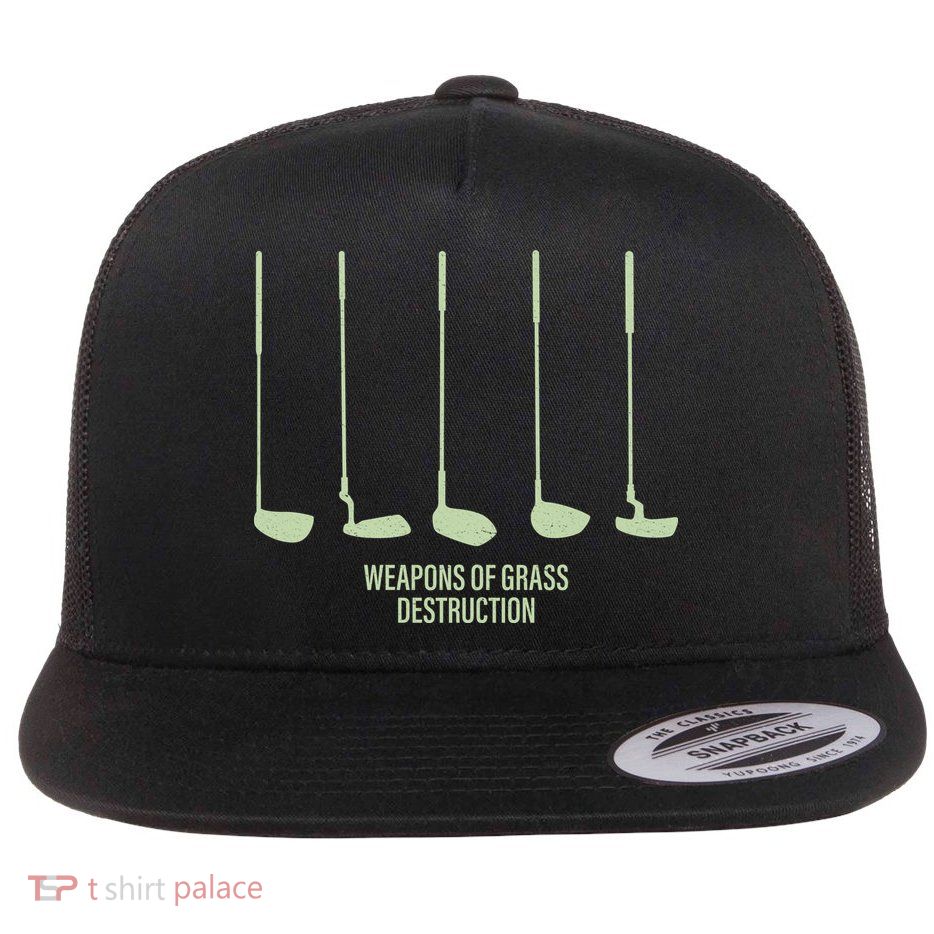 Funny Golf Weapons Of Grass Destruction Golf Clubs Drivers Flatbill Hat