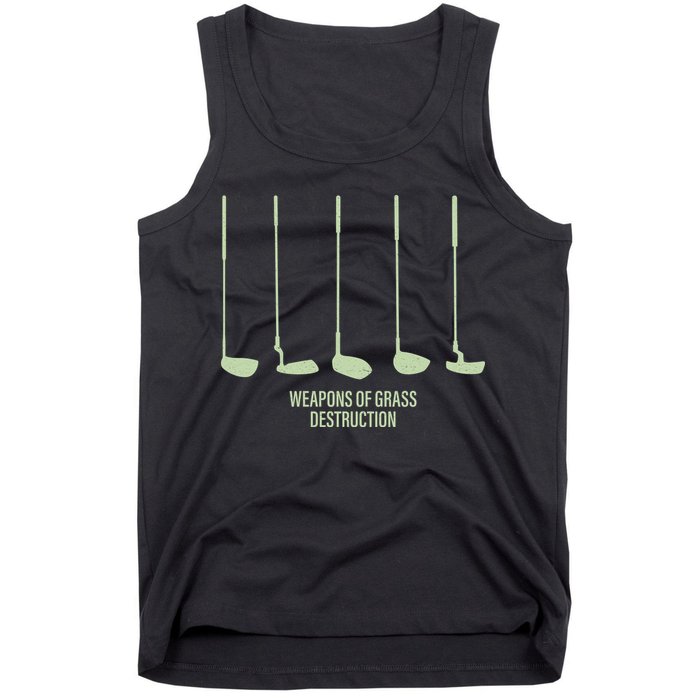 Funny Golf Weapons Of Grass Destruction Golf Clubs Drivers Tank Top