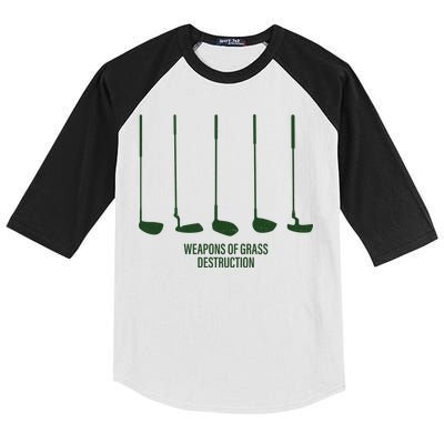Funny Golf Weapons Of Grass Destruction Golf Clubs Drivers Kids Colorblock Raglan Jersey