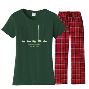 Funny Golf Weapons Of Grass Destruction Golf Clubs Drivers Women's Flannel Pajama Set