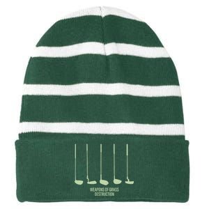 Funny Golf Weapons Of Grass Destruction Golf Clubs Drivers Striped Beanie with Solid Band