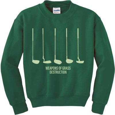 Funny Golf Weapons Of Grass Destruction Golf Clubs Drivers Kids Sweatshirt